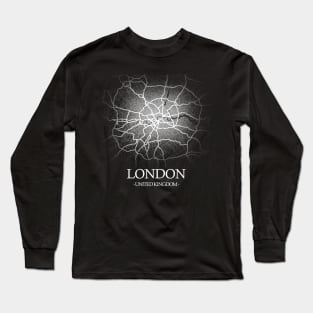 London City Map - UK Cartography Long Sleeve T-Shirt